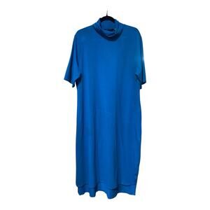H By Halston Short‎ Sleeve Teal Swing High Low Dress Stretch Comfort Size XXL